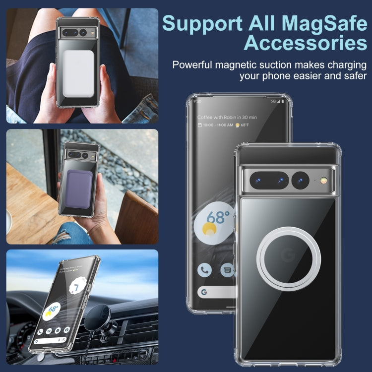 Anti-scratch Phone Cover For Google Pixel 7 Pro 5G, Magnetic PC + TPU Crystal Clear Phone Case with Tempered Glass Camera Lens Cover Support Wireless Charging