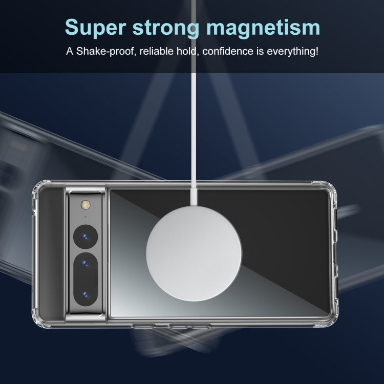 Anti-scratch Phone Cover For Google Pixel 7 Pro 5G, Magnetic PC + TPU Crystal Clear Phone Case with Tempered Glass Camera Lens Cover Support Wireless Charging