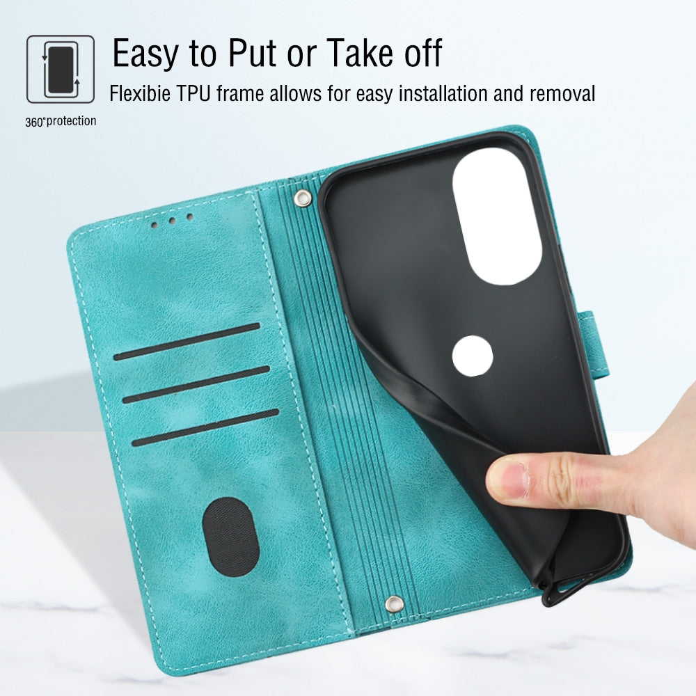 For Motorola Edge 30 Pro / Edge+ 2022 Skin-feel Embossed Leather Phone Case(Green)