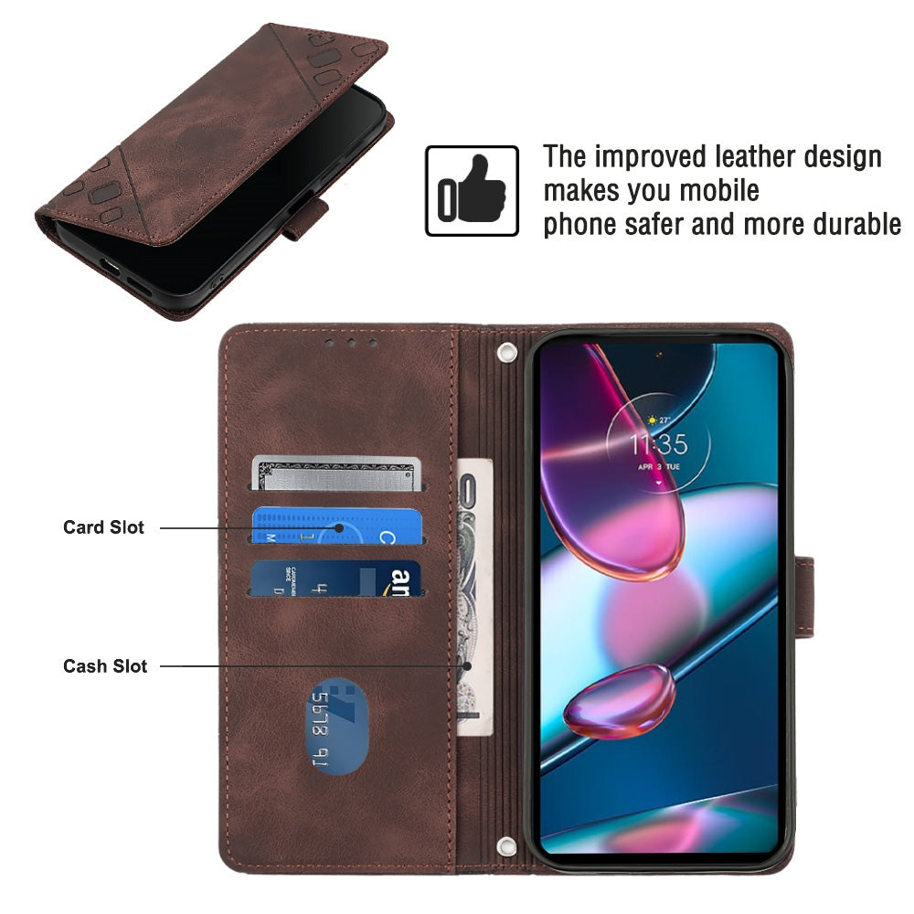 For Motorola Edge 30 Pro / Edge+ 2022 Skin-feel Embossed Leather Phone Case(Brown)