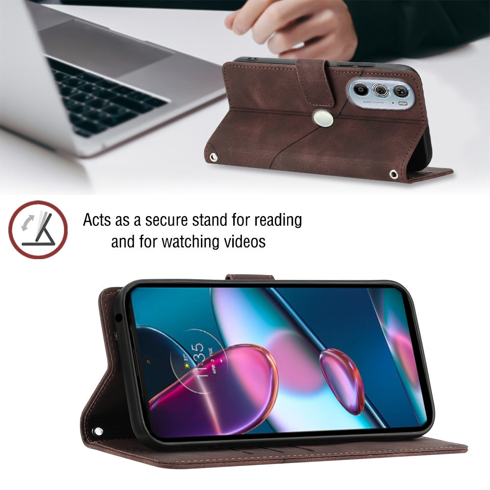 For Motorola Edge 30 Pro / Edge+ 2022 Skin-feel Embossed Leather Phone Case(Brown)