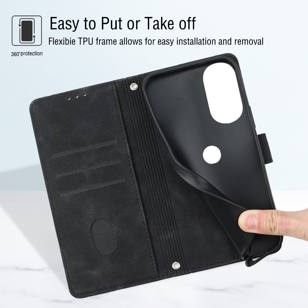 For Motorola Edge 30 Pro / Edge+ 2022 Skin-feel Embossed Leather Phone Case(Black)