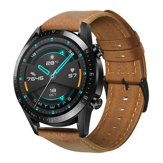 Oil Wax Genuine Leather Watch Band, For Huawei Watch GT 2 46mm