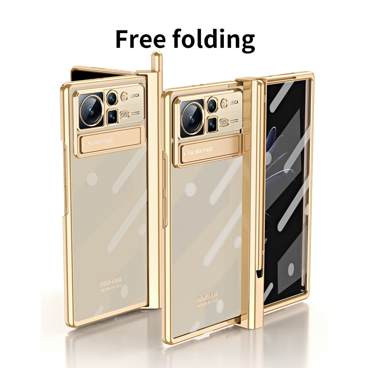 For Xiaomi Mix Fold 2 Electroplated Hinge Transparent Phone Case with Pen Slot(Rose Gold)