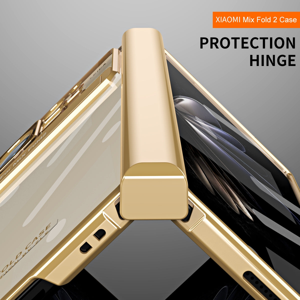 For Xiaomi Mix Fold 2 Electroplated Hinge Transparent Phone Case(Rose Gold)