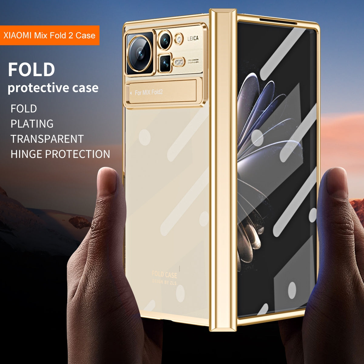 For Xiaomi Mix Fold 2 Electroplated Hinge Transparent Phone Case(Rose Gold)