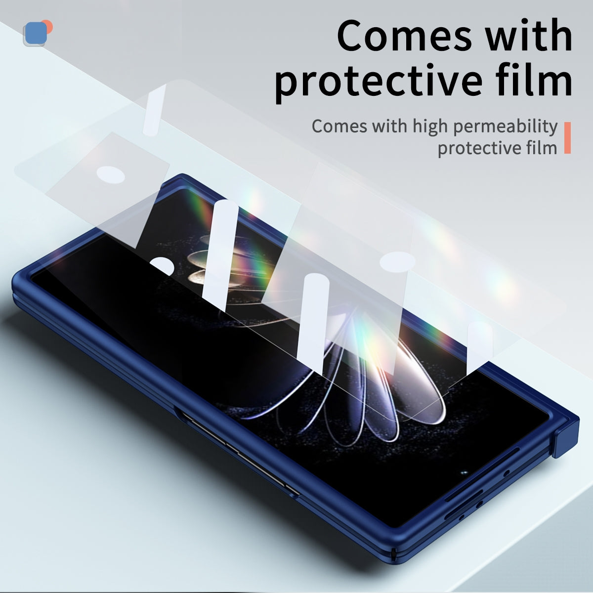 For Xiaomi Mix Fold 2 Hinge All-inclusive Magnetic Phone Case with Stand(Blue)