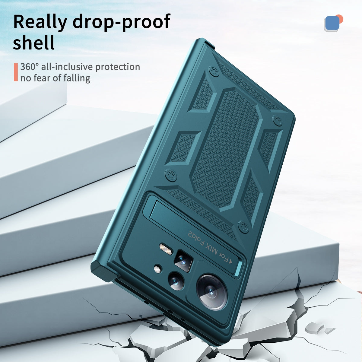 For Xiaomi Mix Fold 2 Hinge All-inclusive Magnetic Phone Case with Stand(Green)