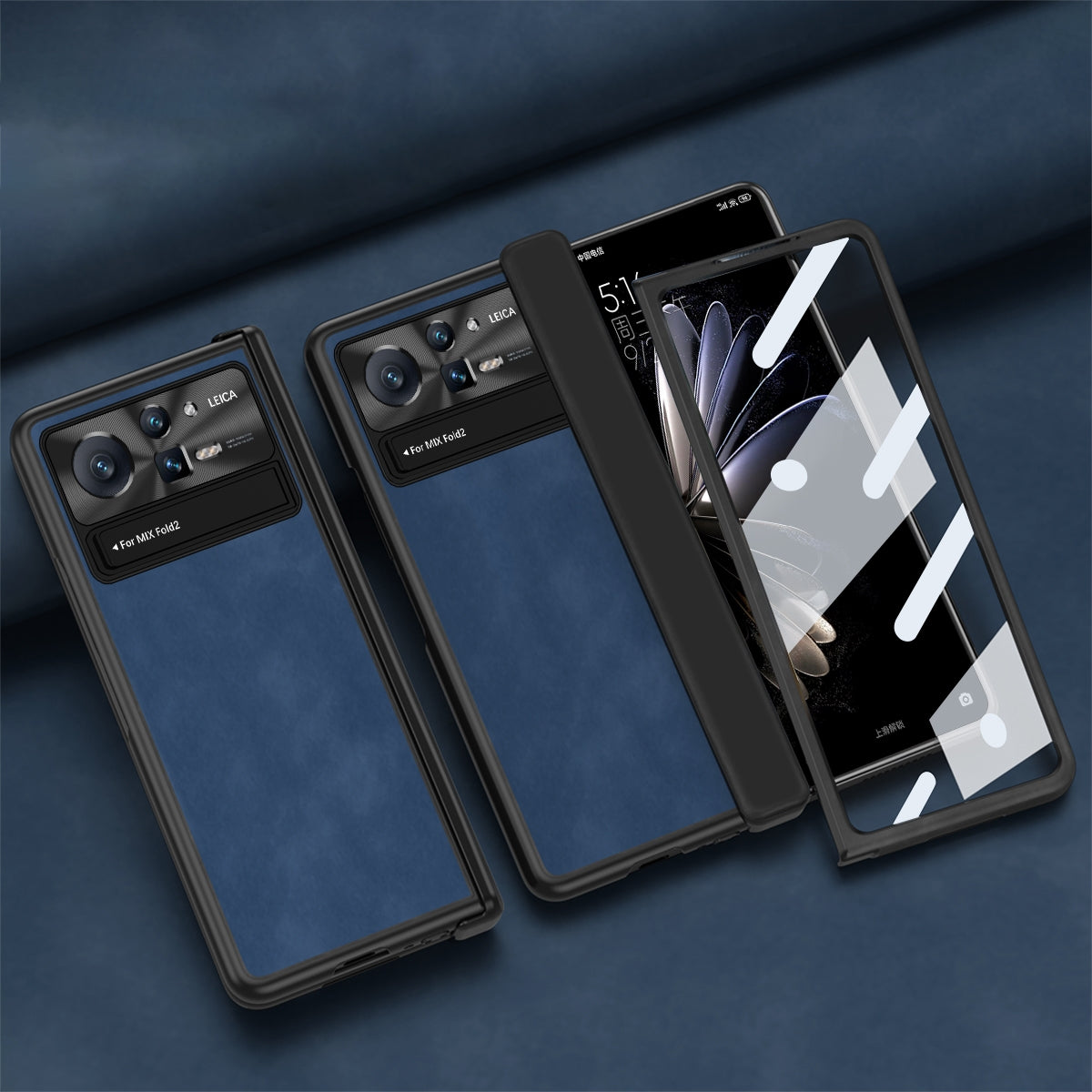 For Xiaomi Mix Fold 2 Napa Texture All-inclusive Phone Case(Blue)
