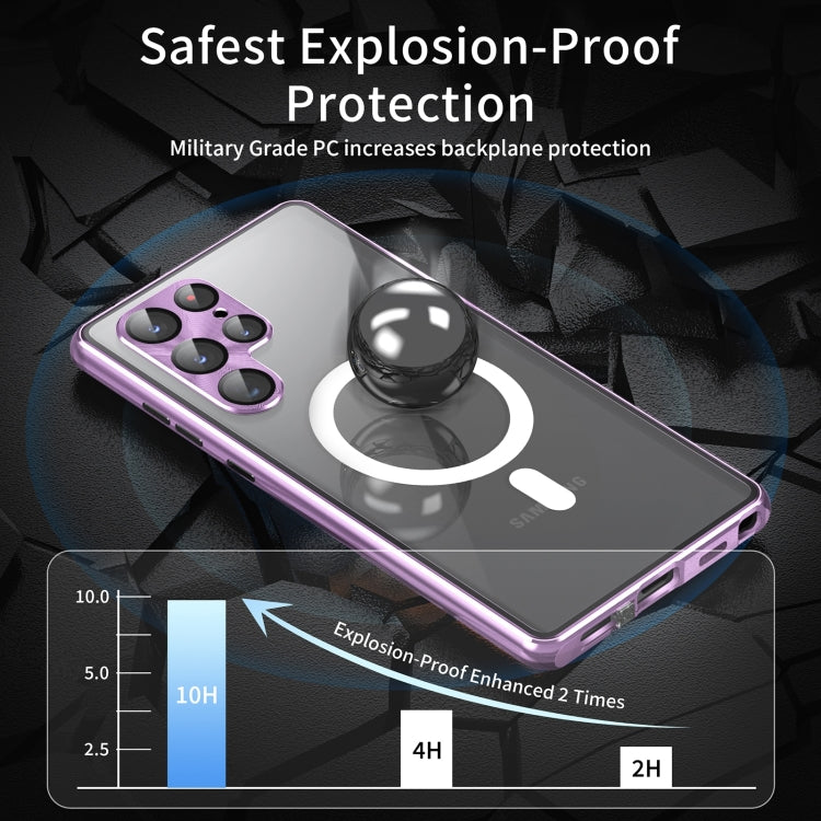 For Samsung Galaxy S24 5G HD Full Cover Magsafe Magnetic Metal Tempered Glass Phone Case(Silver)