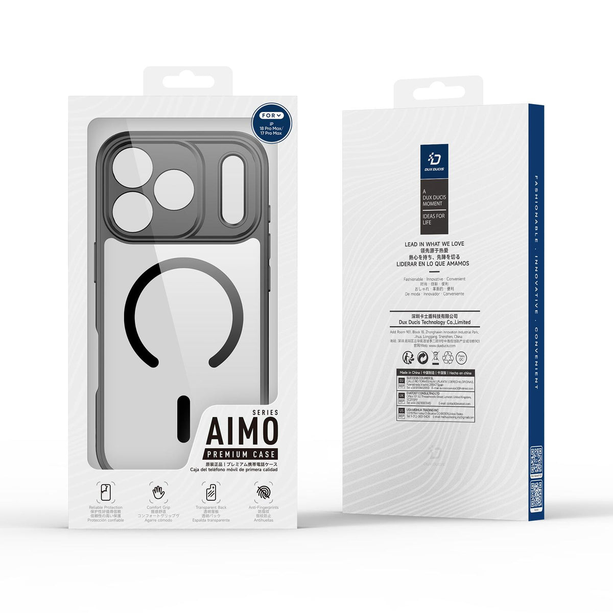 Compatible with iPhone 18 Pro Max DUX DUCIS Aimo Mag Series TPU + PC MagSafe Frosted Feel Phone Case - Black