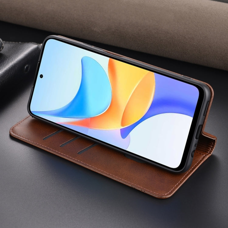 For Honor Play 50 Plus AZNS Magnetic Calf Texture Flip Leather Phone Case(Dark Brown)