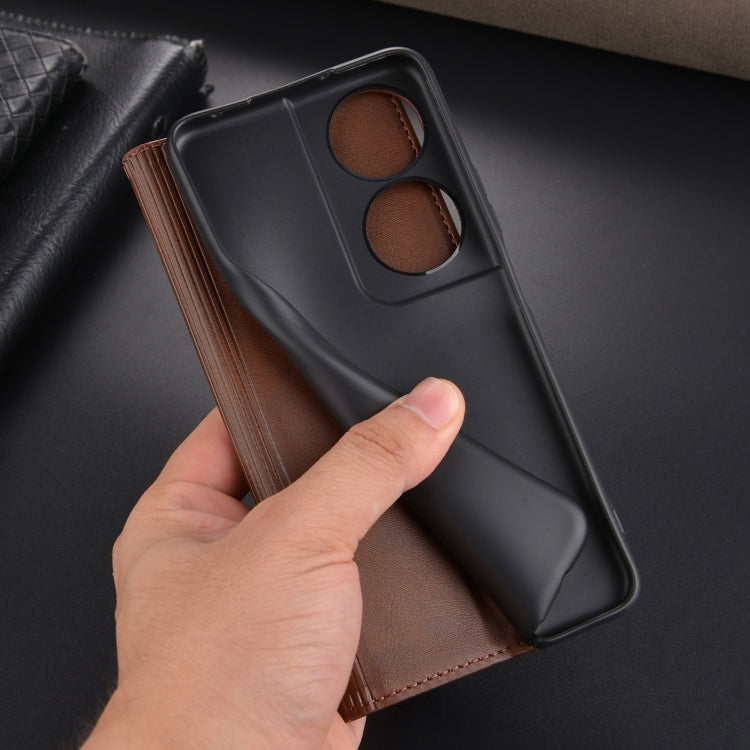 For Honor Play 50 Plus AZNS Magnetic Calf Texture Flip Leather Phone Case(Dark Blue)