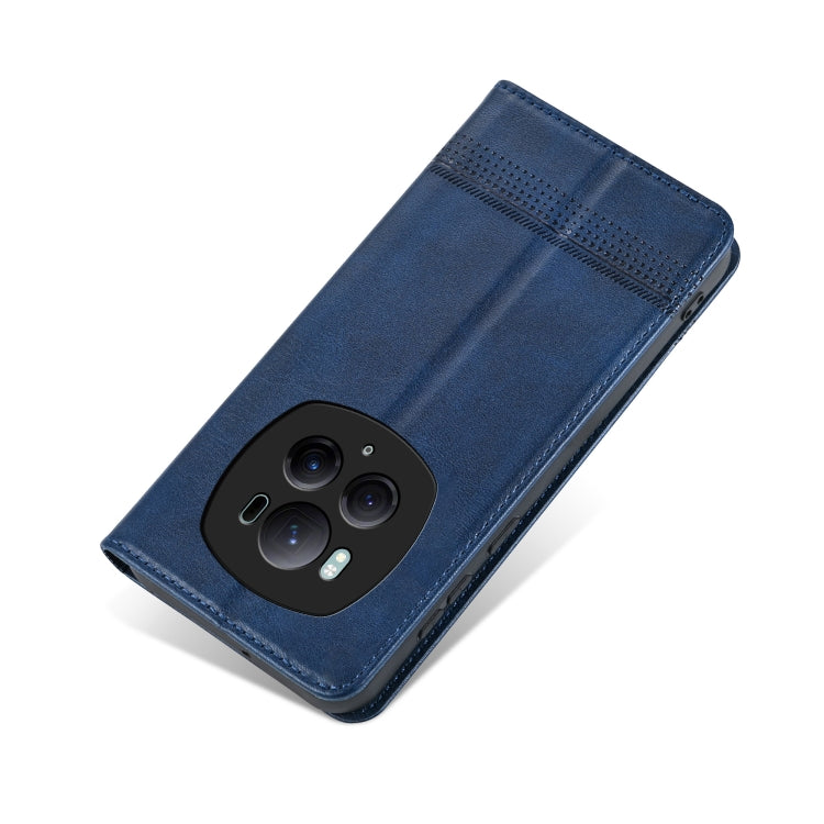 For Honor Magic6 Pro AZNS Magnetic Calf Texture Flip Leather Phone Case(Dark Blue)