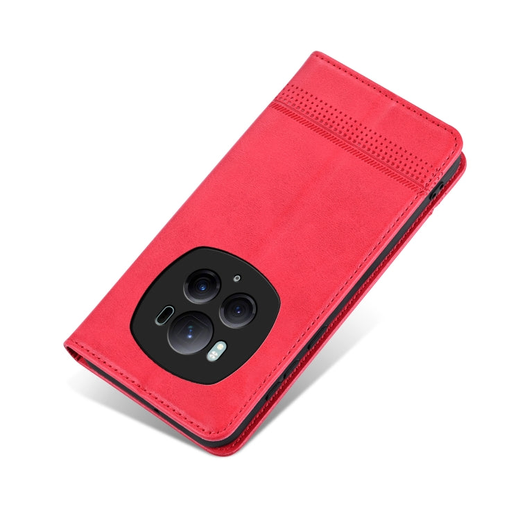 For Honor Magic6 Pro AZNS Magnetic Calf Texture Flip Leather Phone Case(Red)