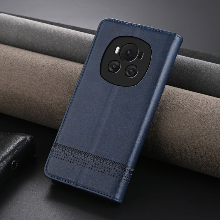 For Honor Magic6 AZNS Magnetic Calf Texture Flip Leather Phone Case(Dark Blue)