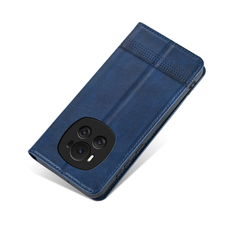 For Honor Magic6 AZNS Magnetic Calf Texture Flip Leather Phone Case(Dark Blue)