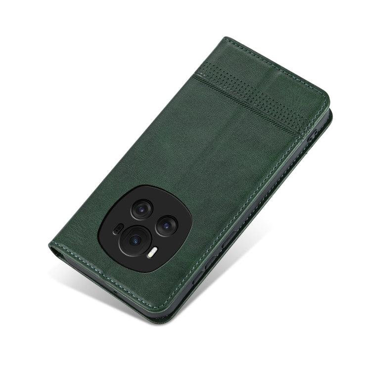 For Honor Magic6 AZNS Magnetic Calf Texture Flip Leather Phone Case(Dark Green)
