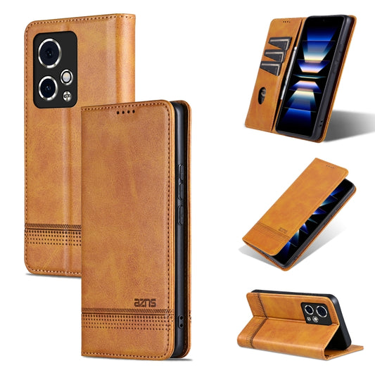 For Honor 90 GT AZNS Magnetic Calf Texture Flip Leather Phone Case(Light Brown)