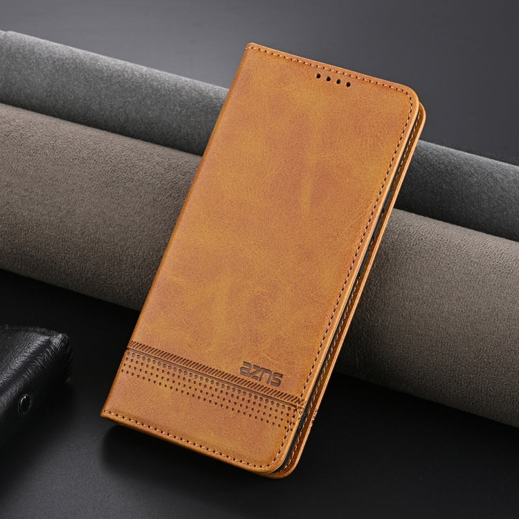 For Honor 90 GT AZNS Magnetic Calf Texture Flip Leather Phone Case(Light Brown)