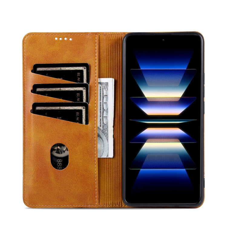 For Honor 90 GT AZNS Magnetic Calf Texture Flip Leather Phone Case(Light Brown)