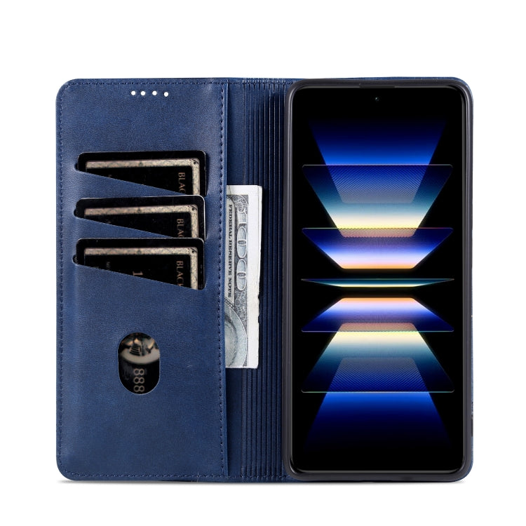 For Honor 90 GT AZNS Magnetic Calf Texture Flip Leather Phone Case(Dark Blue)