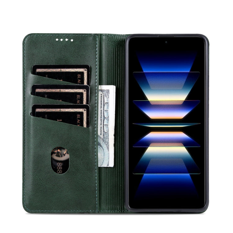 For Honor 90 GT AZNS Magnetic Calf Texture Flip Leather Phone Case(Dark Green)