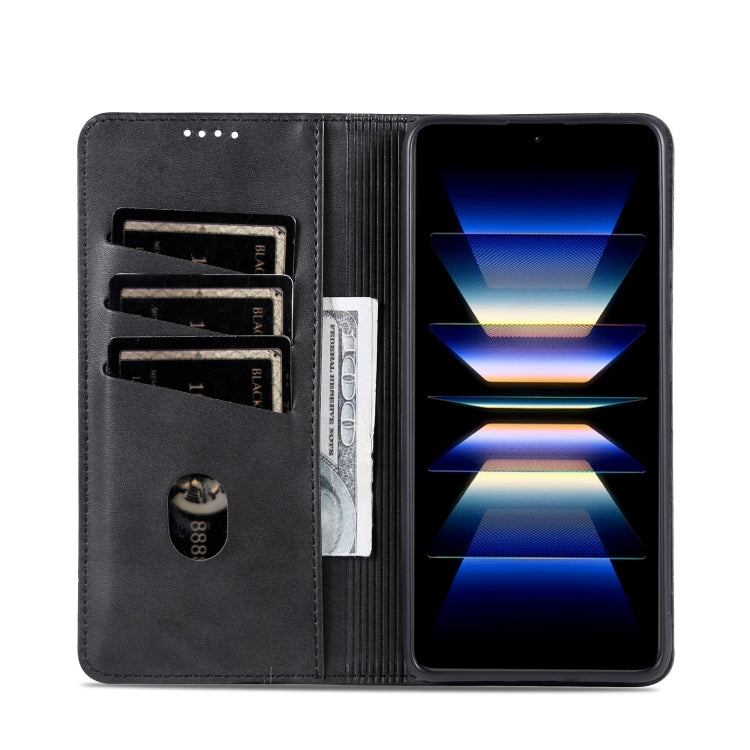 For Honor 90 GT AZNS Magnetic Calf Texture Flip Leather Phone Case(Black)