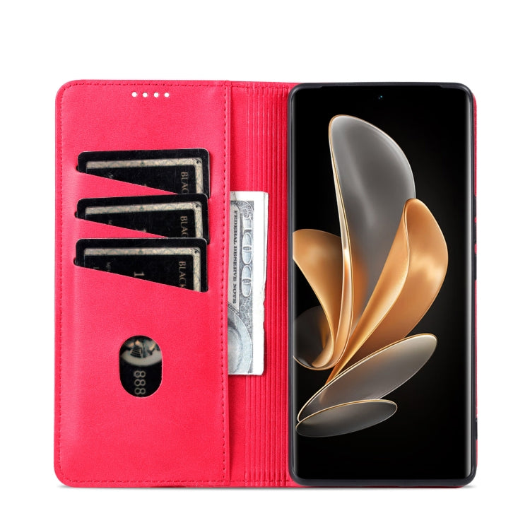 For Honor Magic6 Lite 5G/X9b AZNS Magnetic Calf Texture Flip Leather Phone Case(Red)