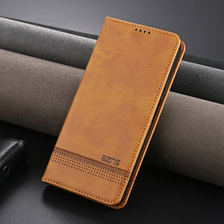 For Honor Play 50/Play 50m 5G AZNS Magnetic Calf Texture Flip Leather Phone Case(Light Brown)