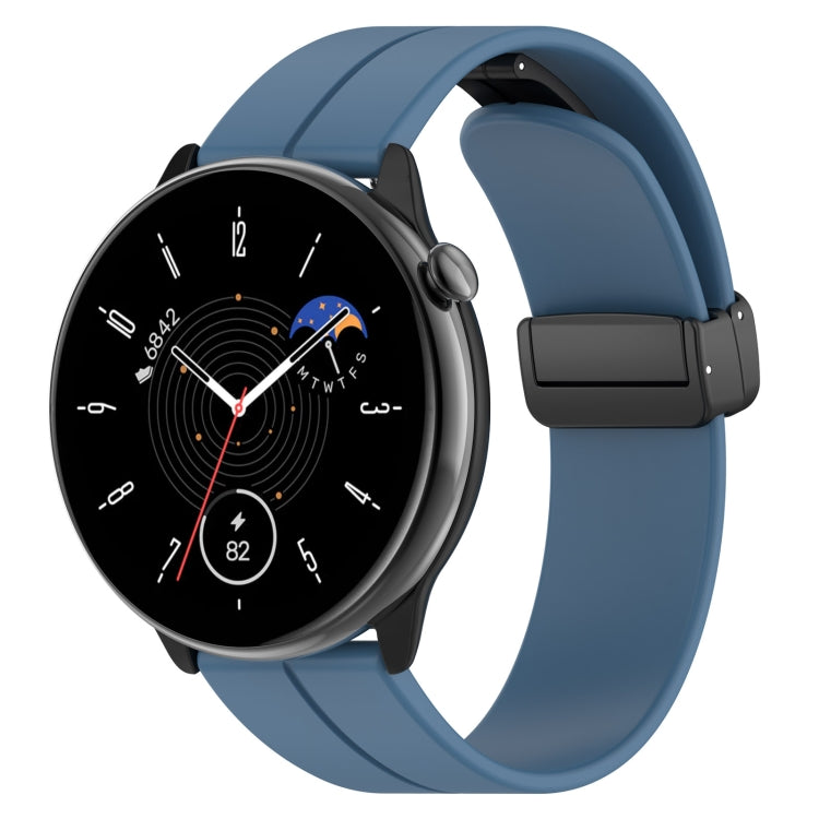 Magnetic Fold Clasp Black Buckle Silicone Watch Band, For Amazfit GTR Mini