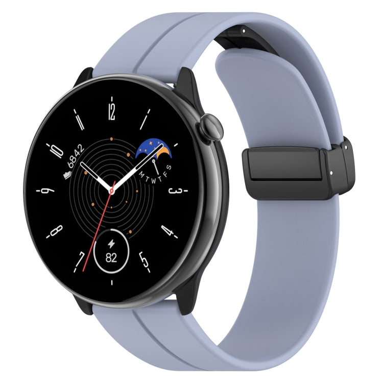Magnetic Fold Clasp Black Buckle Silicone Watch Band, For Amazfit GTR Mini
