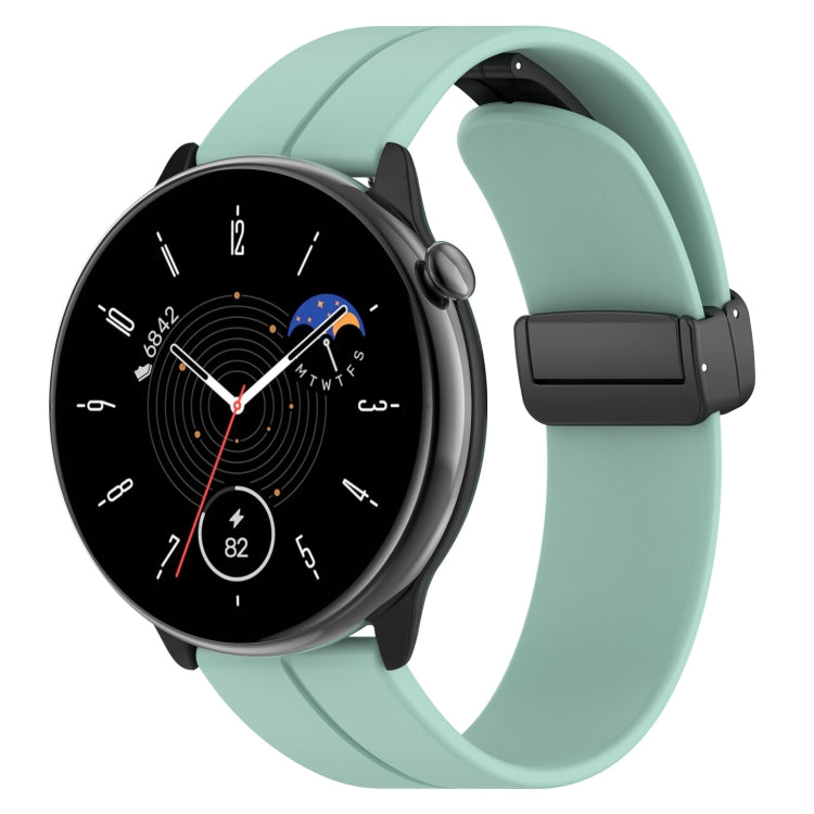 Magnetic Fold Clasp Black Buckle Silicone Watch Band, For Amazfit GTR Mini