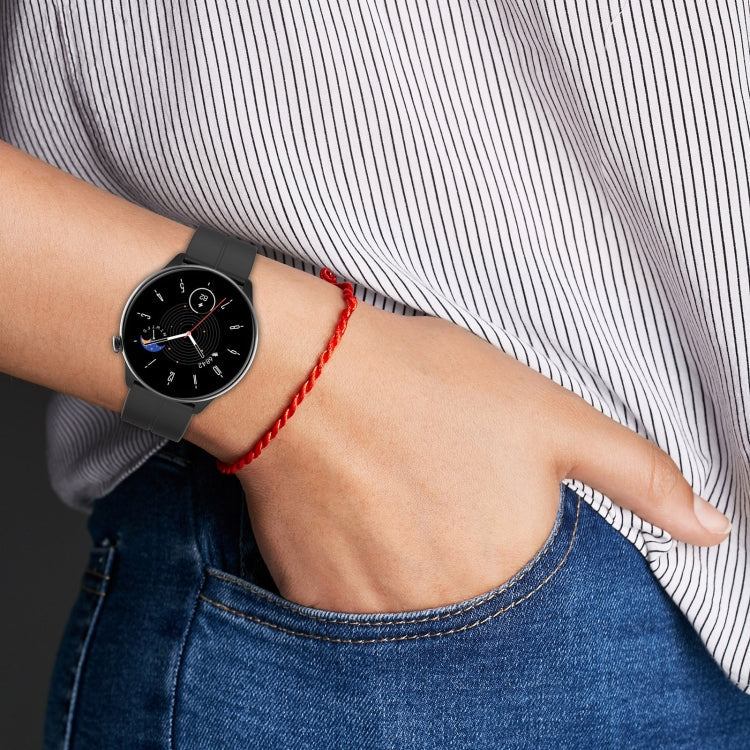 Magnetic Fold Clasp Black Buckle Silicone Watch Band, For Amazfit GTR Mini