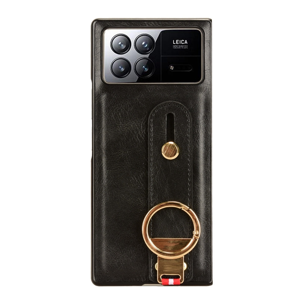For Xiaomi Mix Fold 3 Wristband Leather Back Phone Case(Black)