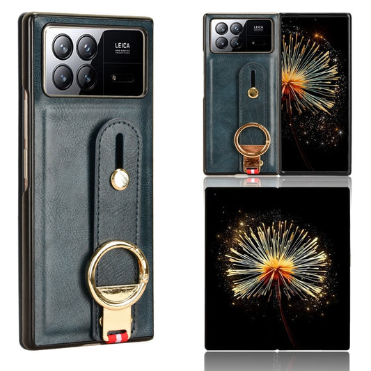 For Xiaomi Mix Fold 3 Wristband Leather Back Phone Case(Blue)