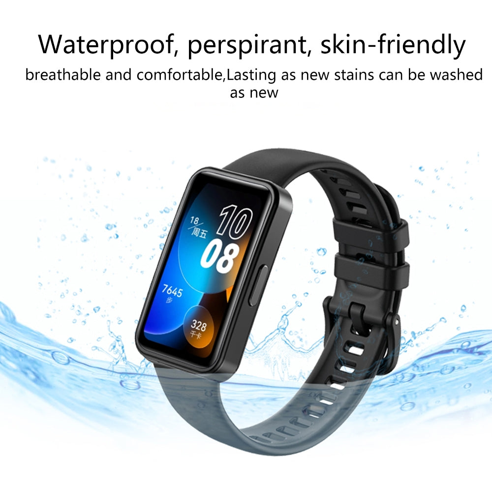 For Huawei Band 8 16mm Solid Color Silicone Replacement Watch Band(Black)