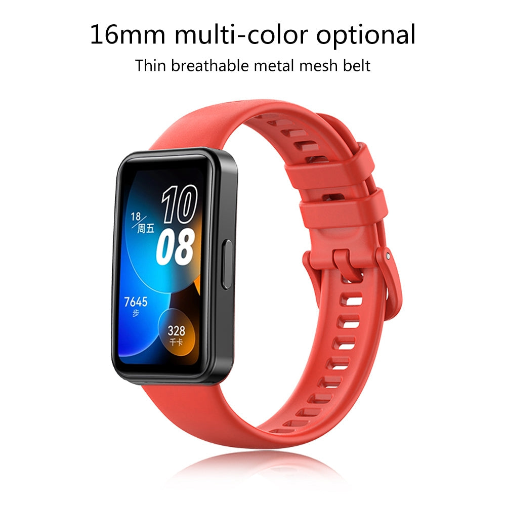 For Huawei Band 8 16mm Solid Color Silicone Replacement Watch Band(Black)