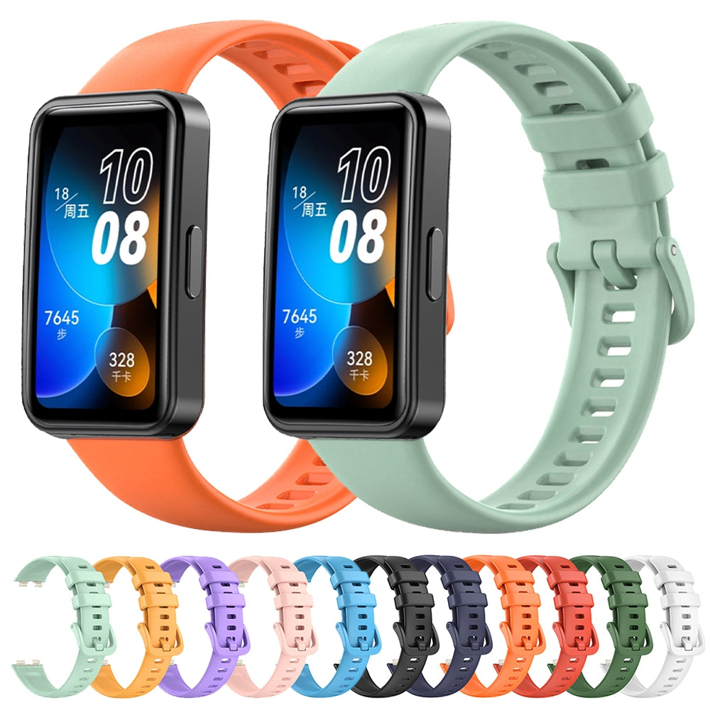 For Huawei Band 8 16mm Solid Color Silicone Replacement Watch Band(Black)