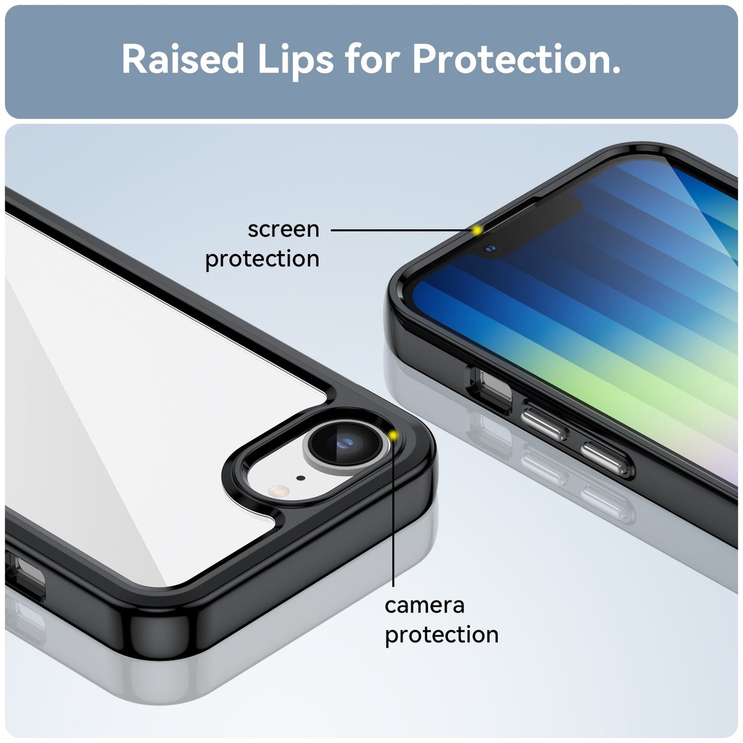 For iPhone 16e Colorful Series Acrylic + TPU Phone Case(Black)