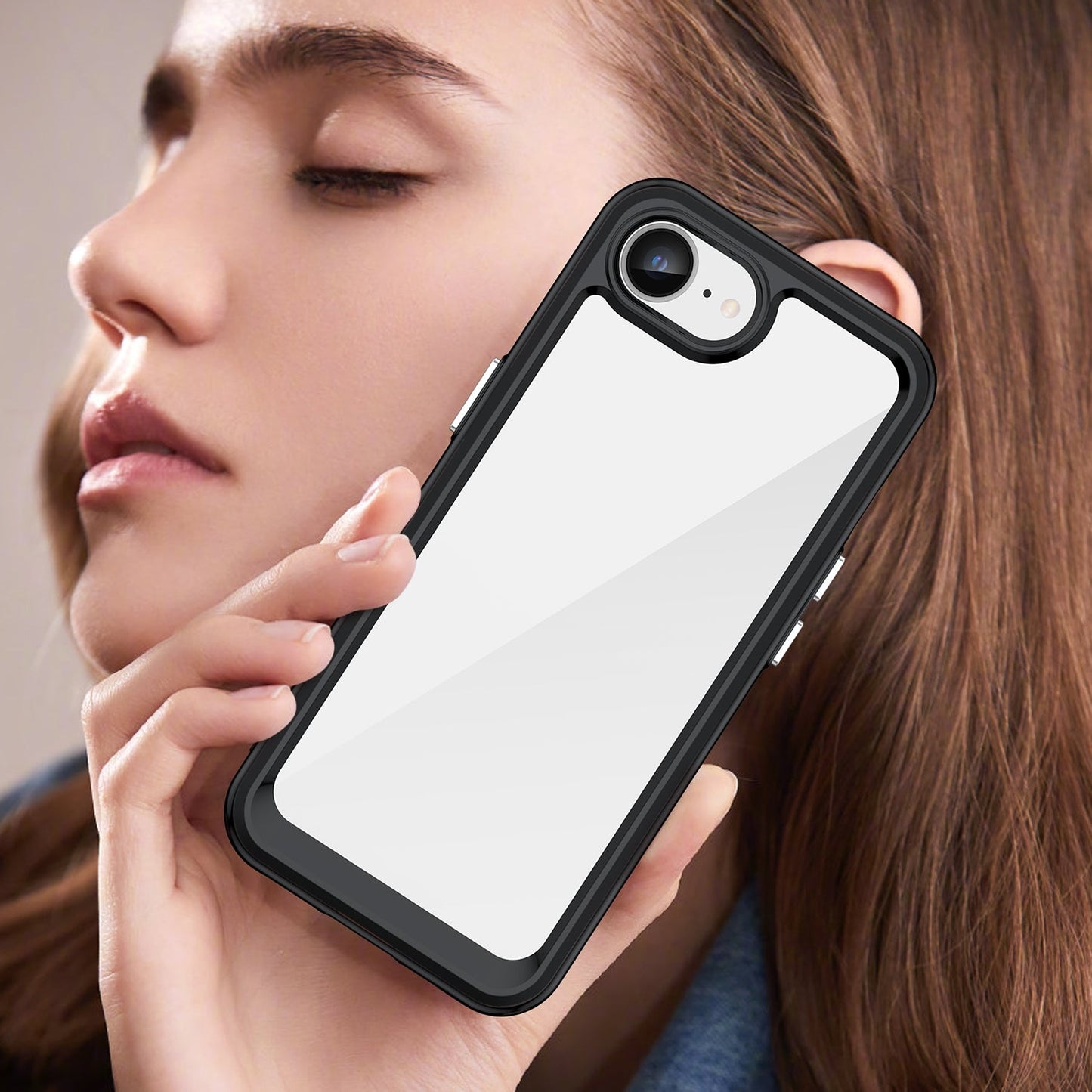 For iPhone 16e Colorful Series Acrylic + TPU Phone Case(Black)
