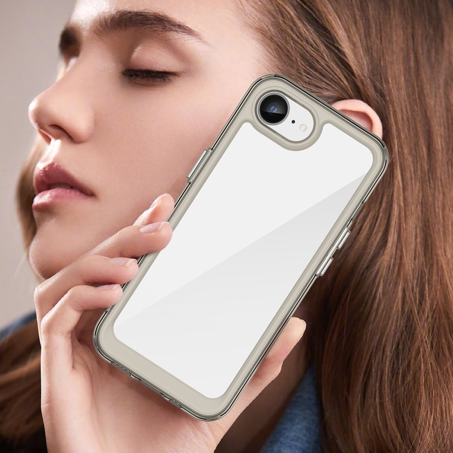 For iPhone 16e Colorful Series Acrylic + TPU Phone Case(Transparent Grey)
