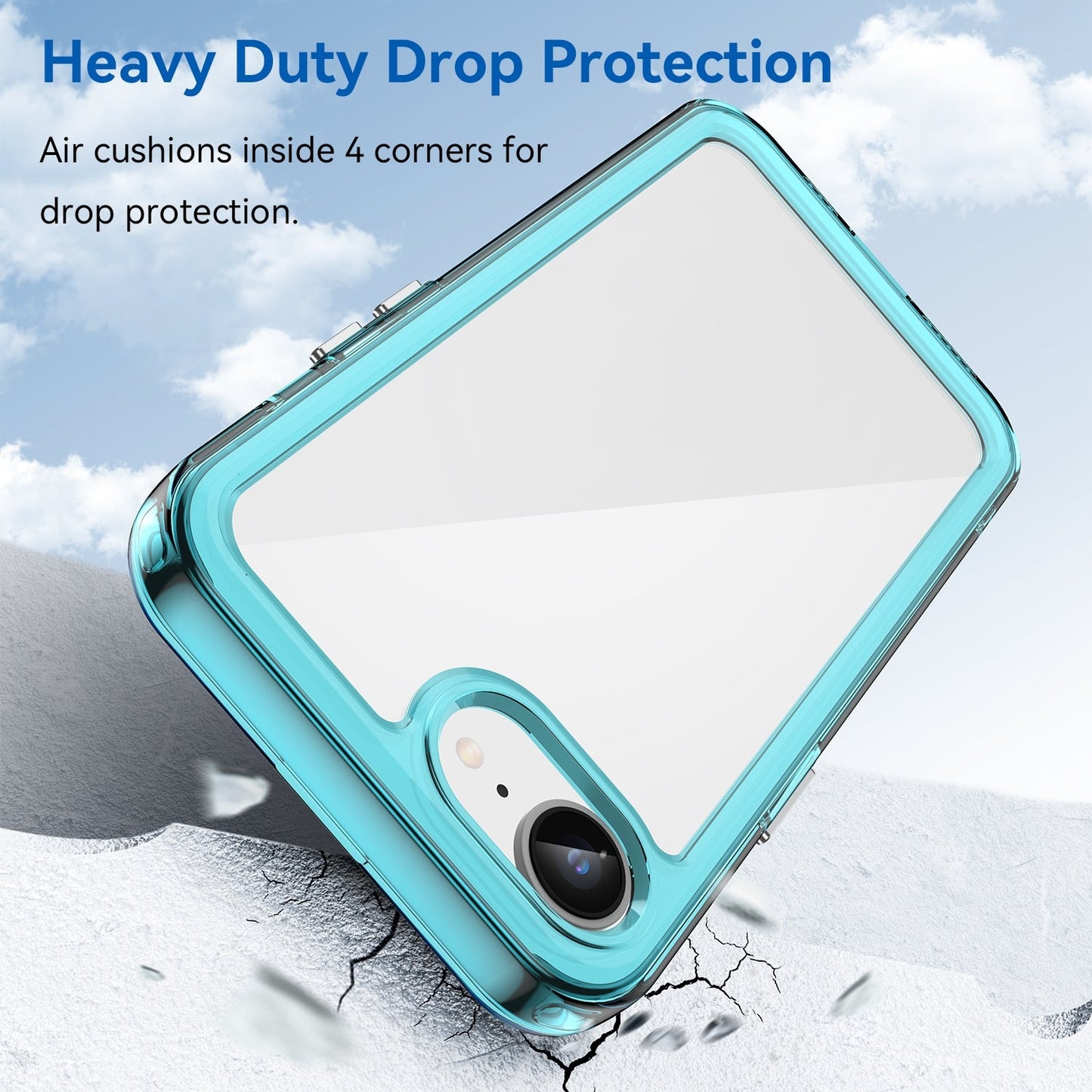 For iPhone 16e Colorful Series Acrylic + TPU Phone Case(Transparent Blue)