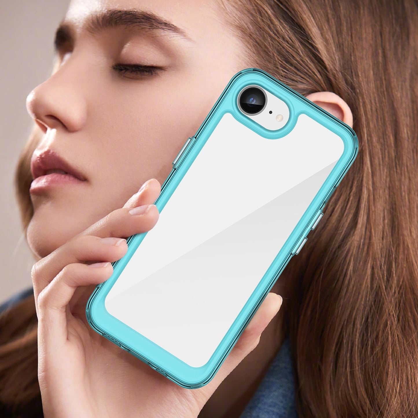 For iPhone 16e Colorful Series Acrylic + TPU Phone Case(Transparent Blue)