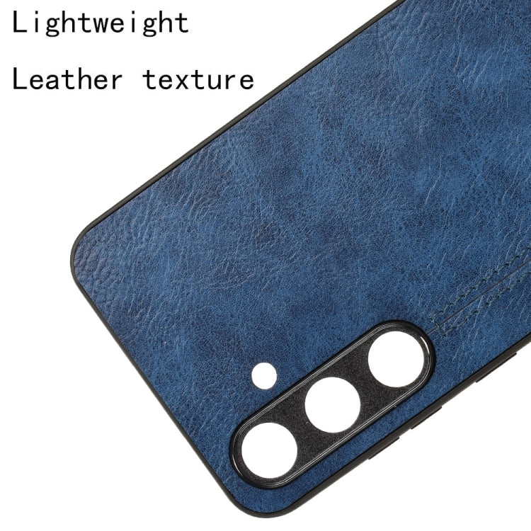 For Samsung Galaxy S24 5G Cow Pattern Sewing Back Cover Phone Case(Blue)