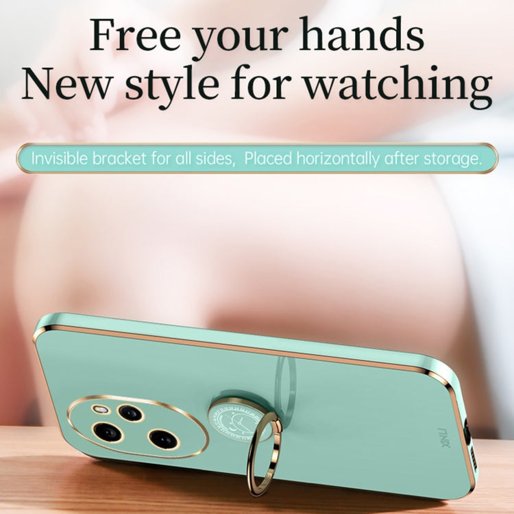 For Honor 100 Pro XINLI Straight Edge 6D Electroplate TPU Phone Case with Ring Holder(Mint Green)