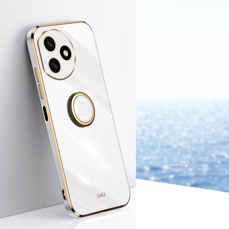 For Honor X50i+ 5G XINLI Straight Edge 6D Electroplate TPU Phone Case with Ring Holder(White)