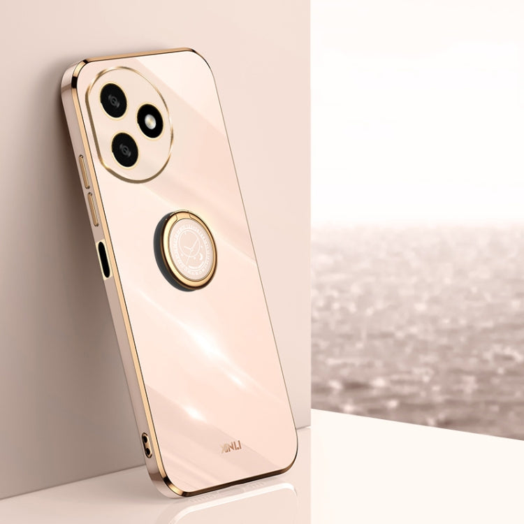 For Honor X50i+ 5G XINLI Straight Edge 6D Electroplate TPU Phone Case with Ring Holder(Pink)