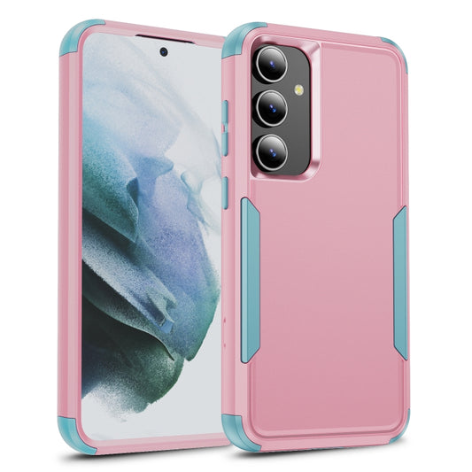 For Samsung Galaxy S24 5G TPU + PC Shockproof Protective Phone Case(Pink + Grey Green)