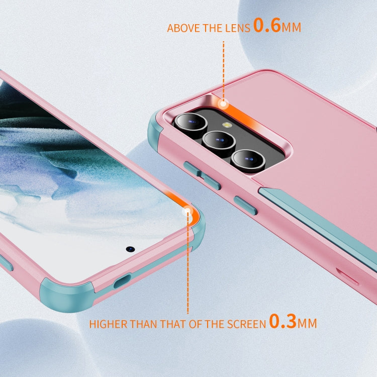 For Samsung Galaxy S24 5G TPU + PC Shockproof Protective Phone Case(Pink + Grey Green)